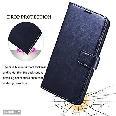 Mobcure Genuine Leather Finish Flip Cover Back Case for Vivo Y33s|Inbuilt Stand  Inside Pockets| Wallet Style | Magnet Closure - Blue-thumb4