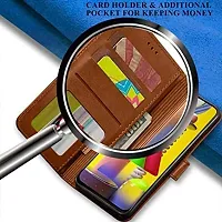 Mobcure Double Shade Flip Cover PU Leather Flip Case with Card Holder and Magnetic Stand for IQOO Z6 44w (Brown with Blue)-thumb3