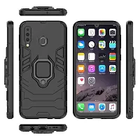 Mobcure D5 Kickstand Heavy Duty Shockproof Armour Rugged Back Case Cover for Samsung Galaxy A20s with Finger Ring Holder (Black)-thumb2