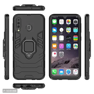 Mobcure D5 Kickstand Heavy Duty Shockproof Armour Rugged Back Case Cover for Samsung Galaxy A20s with Finger Ring Holder (Black)-thumb3