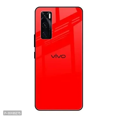 Mobcure Toughened Glass Back for Vivo V20 SE I Plain Case Cover - Red