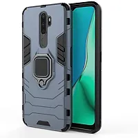 Mobcure D5 Kickstand Heavy Duty Shockproof Armour Rugged Back Case Cover for Oppo A5 2020 with Finger Ring Holder (Blue)-thumb1