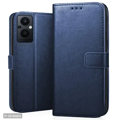 Mobcure Genuine Leather Finish Flip Cover Back Case for Mi Poco M5|Inbuilt Stand  Inside Pockets| Wallet Style | Magnet Closure - Blue