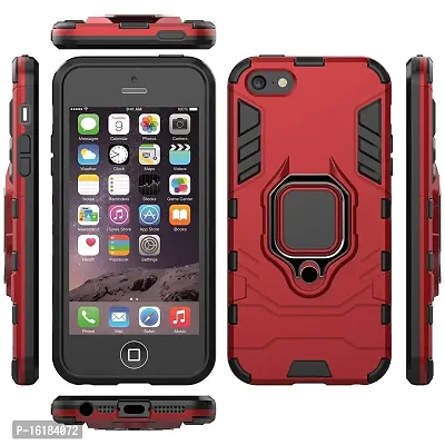 Mobcure D5 Kickstand Heavy Duty Shockproof Armour Rugged Back Case Cover for Apple iPhone 5 with Finger Ring Holder (Red)-thumb5