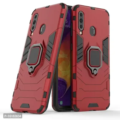 Mobcure D5 Kickstand Heavy Duty Shockproof Armour Rugged Back Case Cover for Samsung Galaxy A60 with Finger Ring Holder (Red)