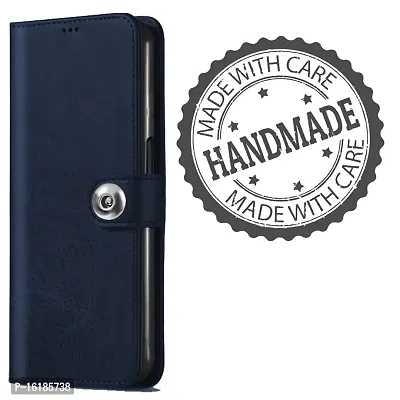 Mobcure Genuine Leather Finish Flip Back Cover Case Inbuilt Pockets Stand Wallet Style Designer Tich Button Magnet Case For Realme C55 Navy Blue-thumb5
