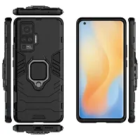 Mobcure D5 Kickstand Heavy Duty Shockproof Armour Rugged Back Case Cover for Vivo X50 Pro with Finger Ring Holder (Black)-thumb1