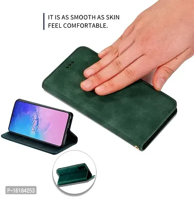 Mobcure Genuine Leather Finish Flip Cover Back Case for Realme 10|Inbuilt Stand  Inside Pockets| Wallet Style | Magnet Closure - Green-thumb3