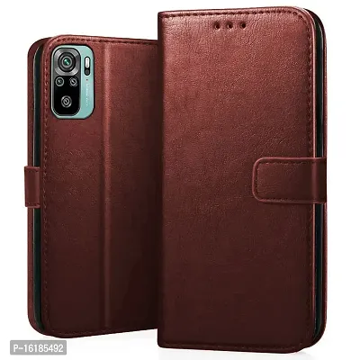 Mobcure Genuine Leather Finish Flip Cover Back Case for Redmi Note 11 SE|Inbuilt Stand  Inside Pockets| Wallet Style | Magnet Closure - Brown