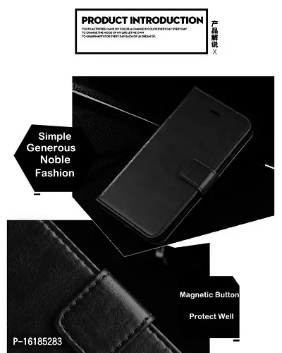 Mobcure Genuine Leather Finish Flip Cover Back Case for Vivo Y73|Inbuilt Stand  Inside Pockets| Wallet Style | Magnet Closure - Black-thumb4