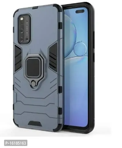 Mobcure D5 Kickstand Heavy Duty Shockproof Armour Rugged Back Case Cover for Vivo V19 with Finger Ring Holder (Blue)