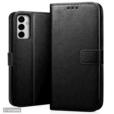 Mobcure Genuine Leather Finish Flip Cover Back Case for Samsung Galaxy A34 5G|Inbuilt Stand  Inside Pockets| Wallet Style | Magnet Closure - Black