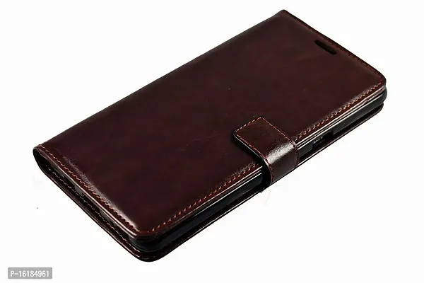 Mobcure Genuine Leather Finish Flip Cover Back Case for Vivo V20 SE|Inbuilt Stand  Inside Pockets| Wallet Style | Magnet Closure - Coffee-thumb2