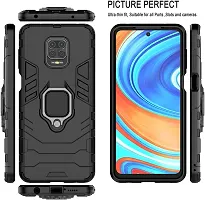 Mobcure D5 Kickstand Heavy Duty Shockproof Armour Rugged Back Case Cover for Xiaomi Redmi Note 9 Pro with Finger Ring Holder (Black)-thumb2