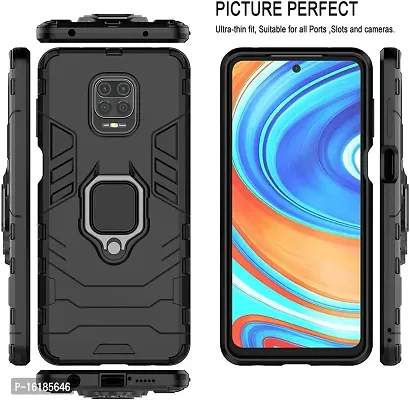 Mobcure D5 Kickstand Heavy Duty Shockproof Armour Rugged Back Case Cover for Xiaomi Redmi Note 9 Pro with Finger Ring Holder (Black)-thumb3