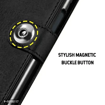 Mobcure Genuine Leather Finish Flip Back Cover Case Inbuilt Pockets Stand Wallet Style Designer Tich Button Magnet Case For Realme 10 Pro Plus 5G Z Black-thumb4