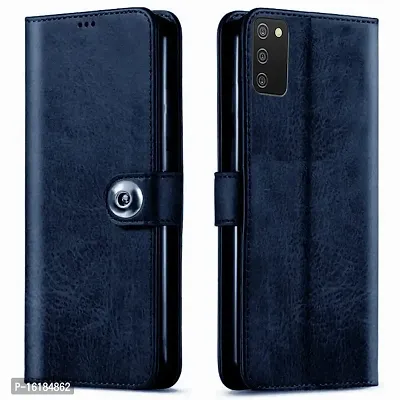 Mobcure Genuine Leather Finish Flip Back Cover Case | Inbuilt Pockets  Stand | Wallet Style | Designer Tich Button Magnet Case for Samsung Galaxy S21FE - Navy Blue