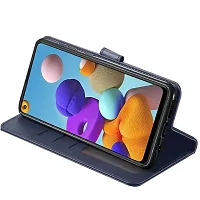 Mobcure Double Shade Flip Cover PU Leather Flip Case with Card Holder and Magnetic Stand for Vivo Y02 (Blue with Coffee)-thumb4