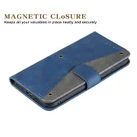 Mobcure Splicing PU Leather Case for Vivo V20 SE|Retro Full Protection Premium Flip Cover Wallet Case with Magnetic Closure Kickstand Card Slots (Blue with Gray)-thumb1