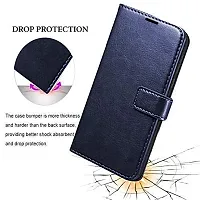 Mobcure Genuine Leather Finish Flip Cover Back Case For Vivo Y73 Inbuilt Stand Inside Pockets Wallet Style Magnet Closure Blue-thumb3