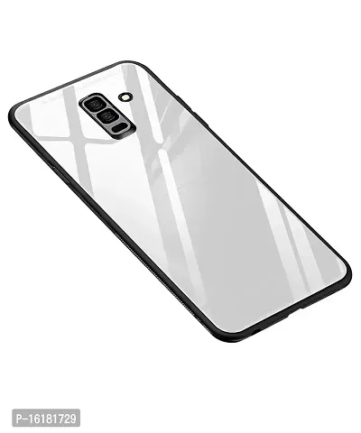 Mobcure Case Anti-Scratch Tempered Glass Back Cover TPU Frame Hybrid Shell Slim Case Anti-Drop for Samsung Galaxy J8 - White