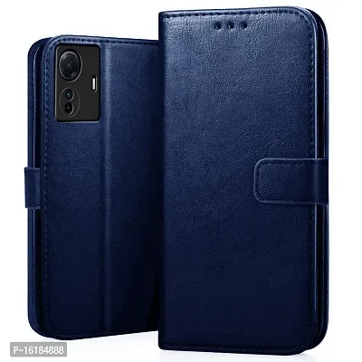 Mobcure Genuine Leather Finish Flip Cover Back Case for Vivo T1 Pro 5G|Inbuilt Stand  Inside Pockets| Wallet Style | Magnet Closure - Blue