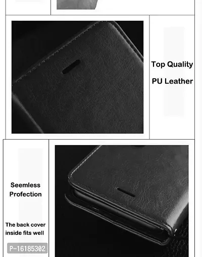 Mobcure Genuine Leather Finish Flip Cover Back Case for Oppo A58 5G|Inbuilt Stand  Inside Pockets| Wallet Style | Magnet Closure - Black-thumb5