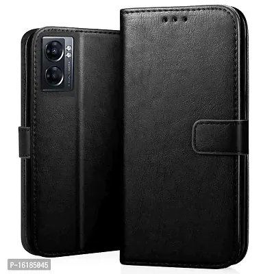 Mobcure Genuine Leather Finish Flip Cover Back Case for Oppo K10 5G|Inbuilt Stand  Inside Pockets| Wallet Style | Magnet Closure - Black