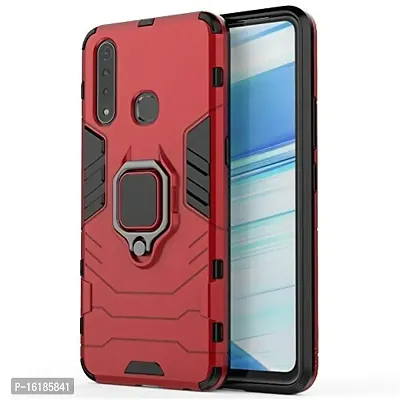Mobcure D5 Kickstand Heavy Duty Shockproof Armour Rugged Back Case Cover for Vivo Z1 Pro with Finger Ring Holder (Red)