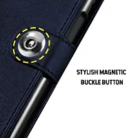 Mobcure Genuine Leather Finish Flip Back Cover Case | Inbuilt Pockets  Stand | Wallet Style | Designer Tich Button Magnet Case for Vivo V27 5G - Navy Blue-thumb2