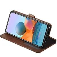 Mobcure Double Shade Flip Cover PU Leather Flip Case with Card Holder and Magnetic Stand for Oppo A58 5G (Brown with Blue)-thumb4