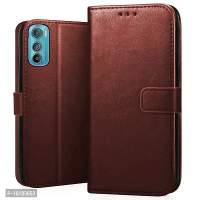 Mobcure Genuine Leather Finish Flip Cover Back Case for Motorola Moto G31|Inbuilt Stand  Inside Pockets| Wallet Style | Magnet Closure - Brown