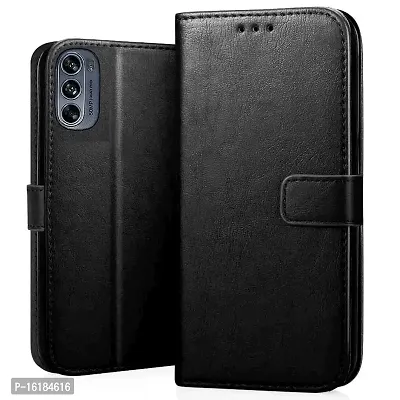 Mobcure Genuine Leather Finish Flip Cover Back Case for Motorola Moto G62 5G|Inbuilt Stand  Inside Pockets| Wallet Style | Magnet Closure - Black