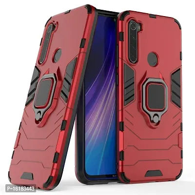 Mobcure D5 Kickstand Heavy Duty Shockproof Armour Rugged Back Case Cover for Xiaomi Redmi Note 8 with Finger Ring Holder (Red)