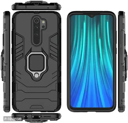 Mobcure D5 Kickstand Heavy Duty Shockproof Armour Rugged Back Case Cover for Xiaomi Redmi Note 8 Pro with Finger Ring Holder (Black)