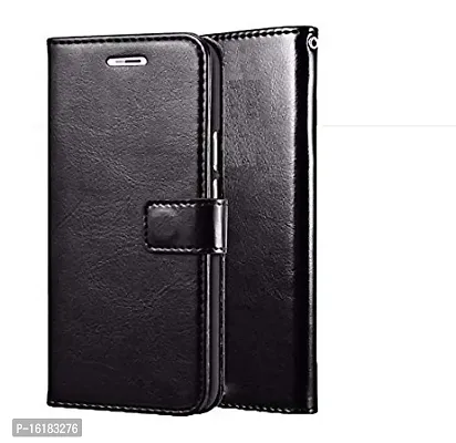 Mobcure Vintage Pu Leather Flip Flap for Oppo F17 I Wallet Case Cover - Black-thumb0