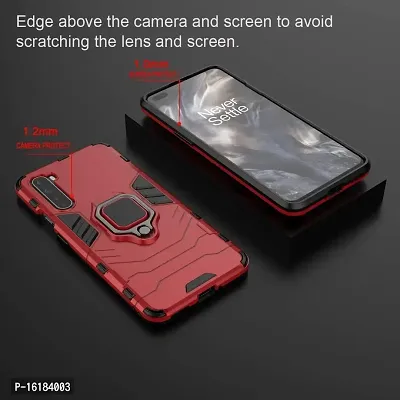 Mobcure D5 Kickstand Heavy Duty Shockproof Armour Rugged Back Case Cover for Oneplus Nord with Finger Ring Holder (Red)-thumb4