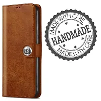Mobcure Genuine Leather Finish Flip Back Cover Case | Inbuilt Pockets  Stand | Wallet Style | Designer Tich Button Magnet Case for Tecno Pova Neo 5G -Tan Color-thumb1