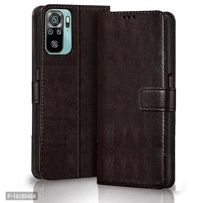 Mobcure Genuine Leather Finish Flip Cover Back Case for Redmi Note 11 SE|Inbuilt Stand  Inside Pockets| Wallet Style | Magnet Closure - Coffee