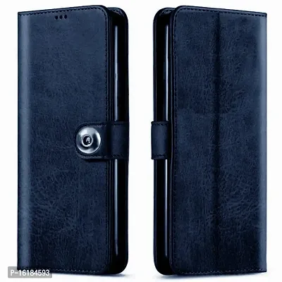 Mobcure Genuine Leather Finish Flip Back Cover Case | Inbuilt Pockets  Stand | Wallet Style | Designer Tich Button Magnet Case for Infinix Note 12 Pro 5G - Navy Blue