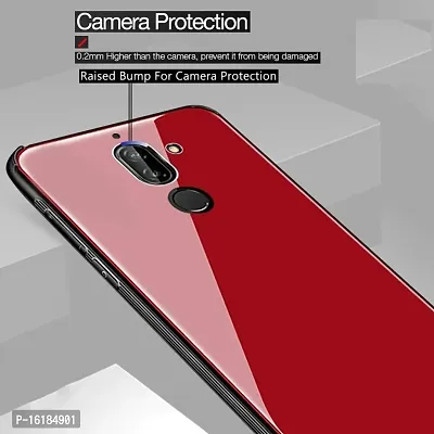 Mobcure Case Anti-Scratch Tempered Glass Back Cover TPU Frame Hybrid Shell Slim Case Anti-Drop for Nokia 7.1 Plus - Red-thumb2