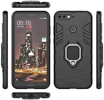Mobcure D5 Kickstand Heavy Duty Shockproof Armour Rugged Back Case Cover for Honor 7A with Finger Ring Holder (Black)-thumb2