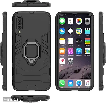 Mobcure Shockproof Rugged Slim Hybrid Magnetic Bracket 360 Ring Holder for Samsung Galaxy A50S-Black-thumb0