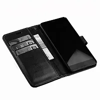 Mobcure Vintage Pu Leather Flip Flap for Oppo F17 I Wallet Case Cover - Black-thumb3