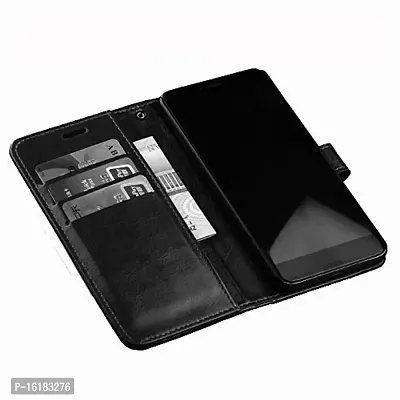 Mobcure Vintage Pu Leather Flip Flap for Oppo F17 I Wallet Case Cover - Black-thumb4