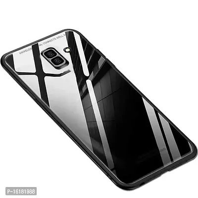 Mobcure Shockproof Mirror Glass Back Mobile Phone Case Covers for Samsung Galaxy j4 - Black