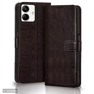 Mobcure Genuine Leather Finish Flip Cover Back Case for Samsung Galaxy F14 5G|Inbuilt Stand  Inside Pockets| Wallet Style | Magnet Closure - Coffee-thumb0