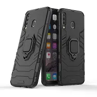 Mobcure D5 Kickstand Heavy Duty Shockproof Armour Rugged Back Case Cover for Samsung Galaxy A20s with Finger Ring Holder (Black)-thumb1
