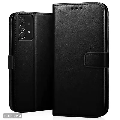 Mobcure Genuine Leather Finish Flip Cover Back Case for Samsung Galaxy A23|Inbuilt Stand  Inside Pockets| Wallet Style | Magnet Closure - Black-thumb0