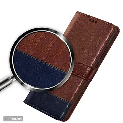 Mobcure Double Shade Flip Cover PU Leather Flip Case with Card Holder and Magnetic Stand for Redmi Note 12 Pro Plus 5G (Brown with Blue)-thumb3